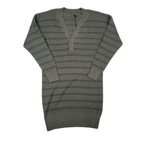 Prana Dress Women's Medium Kale Green Strip Waffle Knit Milani Henley 1961811